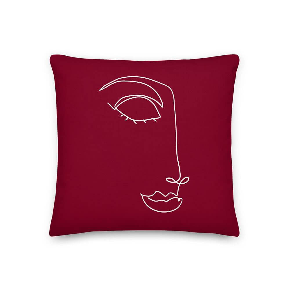 Linda Woman Face Abstract Line Art Decorative Throw Pillow Cushion, Pillow, $ 64.50, A Moment Of Now™