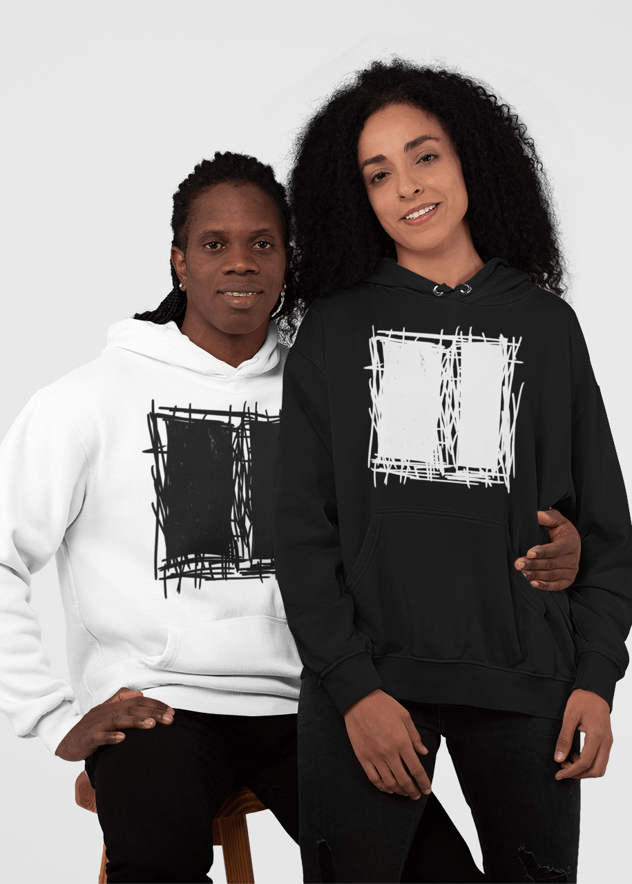 Lucina White Abstract Scribble Modern Line Art Unisex Hoodie, Hoodie, $ 46.00, A Moment Of Now™