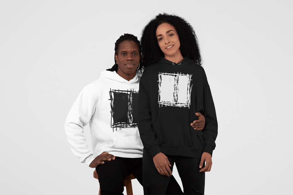 Lucina Black Abstract Scribble Modern Line Art Unisex Hoodie, Hoodie, $ 46.50, A Moment Of Now™