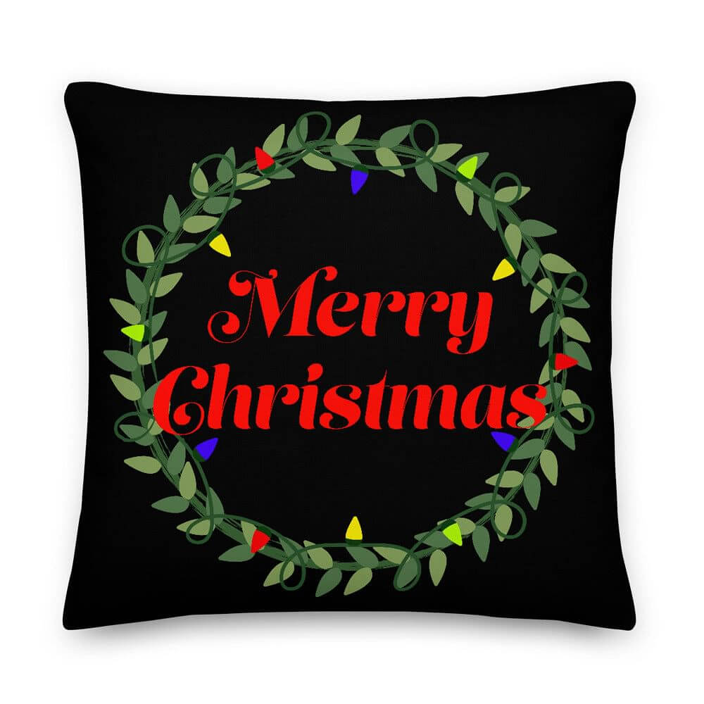 Merry Christmas Wreath Decorative Throw Pillow Cushion, Pillow, $ 64.50, A Moment Of Now™