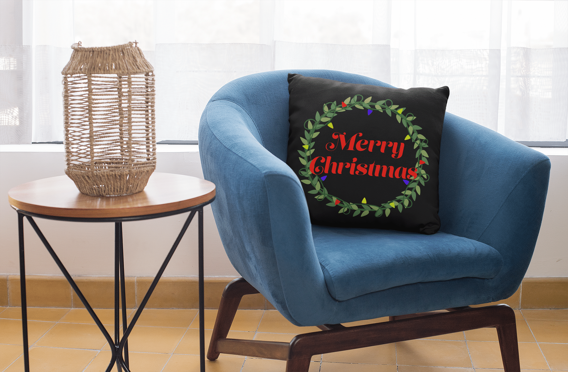 Shop Merry Christmas Wreath Decorative Throw Pillow Cushion, Pillow, USA Boutique