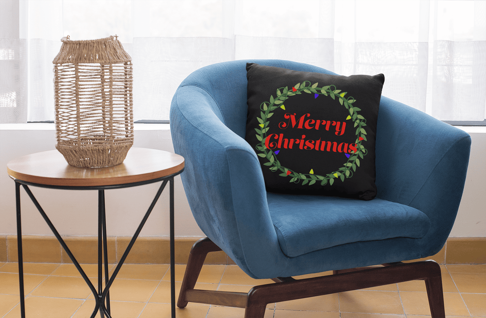 Merry Christmas Wreath Decorative Throw Pillow Cushion, Pillow, $ 64.50, A Moment Of Now™
