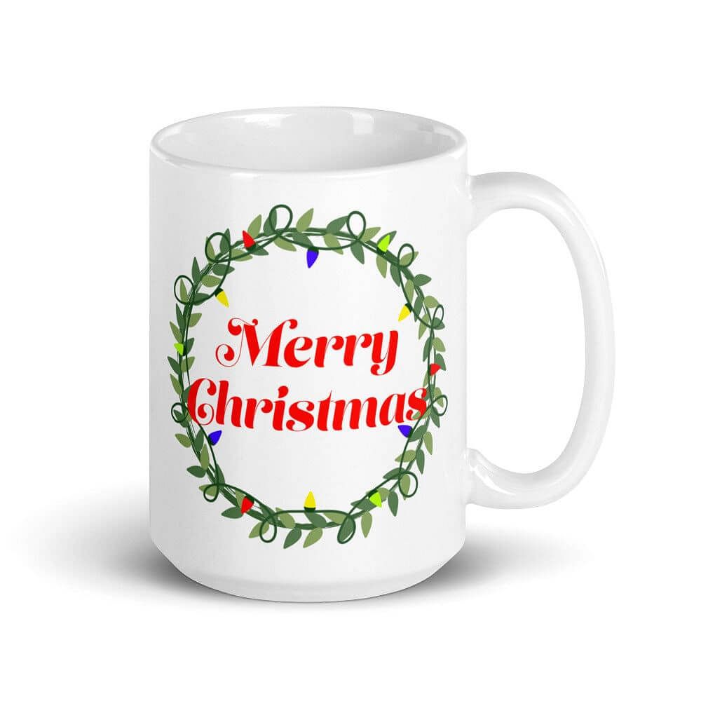 Merry Christmas Wreath Holiday Coffee Tea Cup Mug, A Moment Of Now, $ 24.50