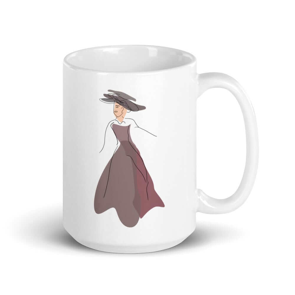 Modern Art Abstract Line Art Drawing - Lady Noona Coffee Tea Cup Mug, A Moment Of Now, $ 24.50