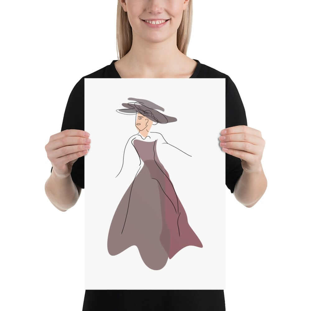 Modern Art Abstract Line Art Drawing - Lady Noona Matte Poster Print, Poster, $ 36.50, A Moment Of Now™