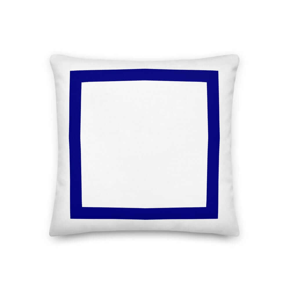 Navy Blue Border Solid White Decorative Pillow Cushion, Pillow, $ 64.50, A Moment Of Now™