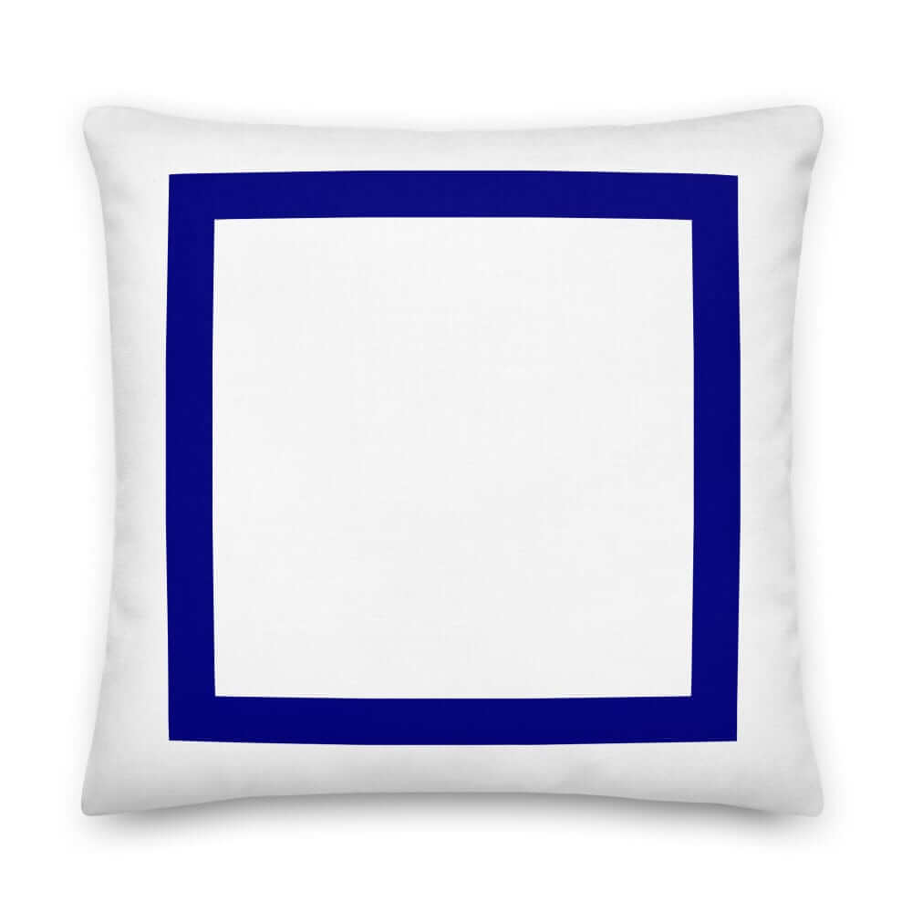 Navy Blue Border Solid White Decorative Pillow Cushion, Pillow, $ 71.50, A Moment Of Now™