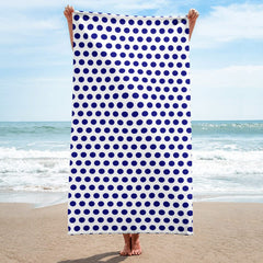 Shop Navy Blue on White Polka Dots Beach Bath Towel, Towel, USA Boutique