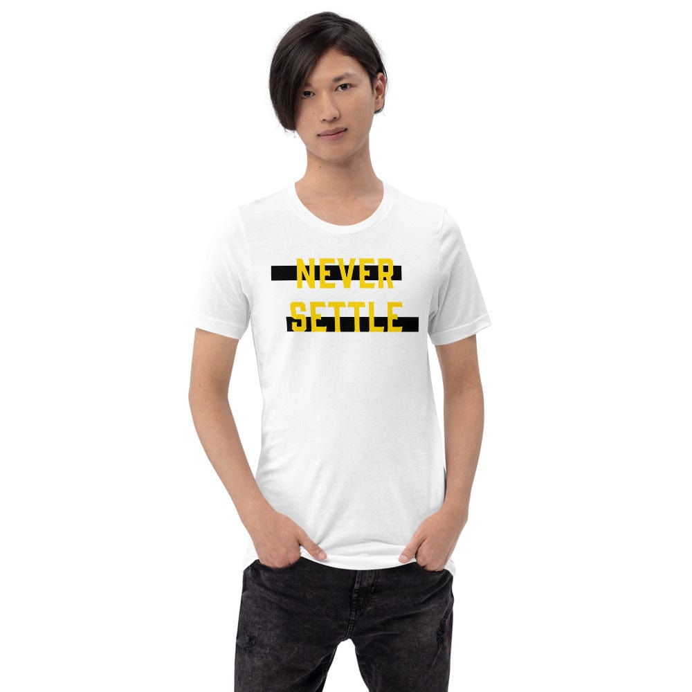 Never Settle Statement Short-Sleeve Unisex T-Shirt Clothing T-shirts A Moment Of Now Women’s Boutique Clothing Online Lifestyle Store