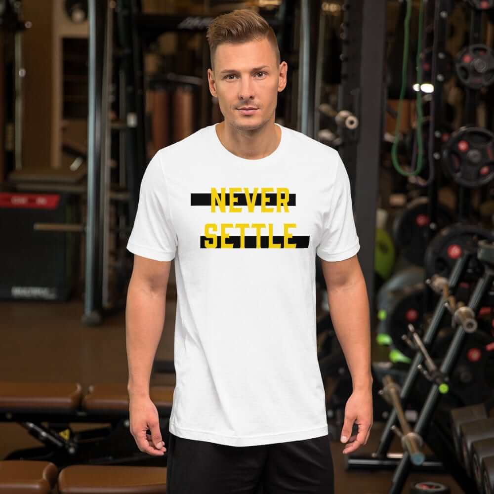 Never Settle Statement Short-Sleeve Unisex T-Shirt, Clothing T-shirts, $ 30.44, A Moment Of Now™