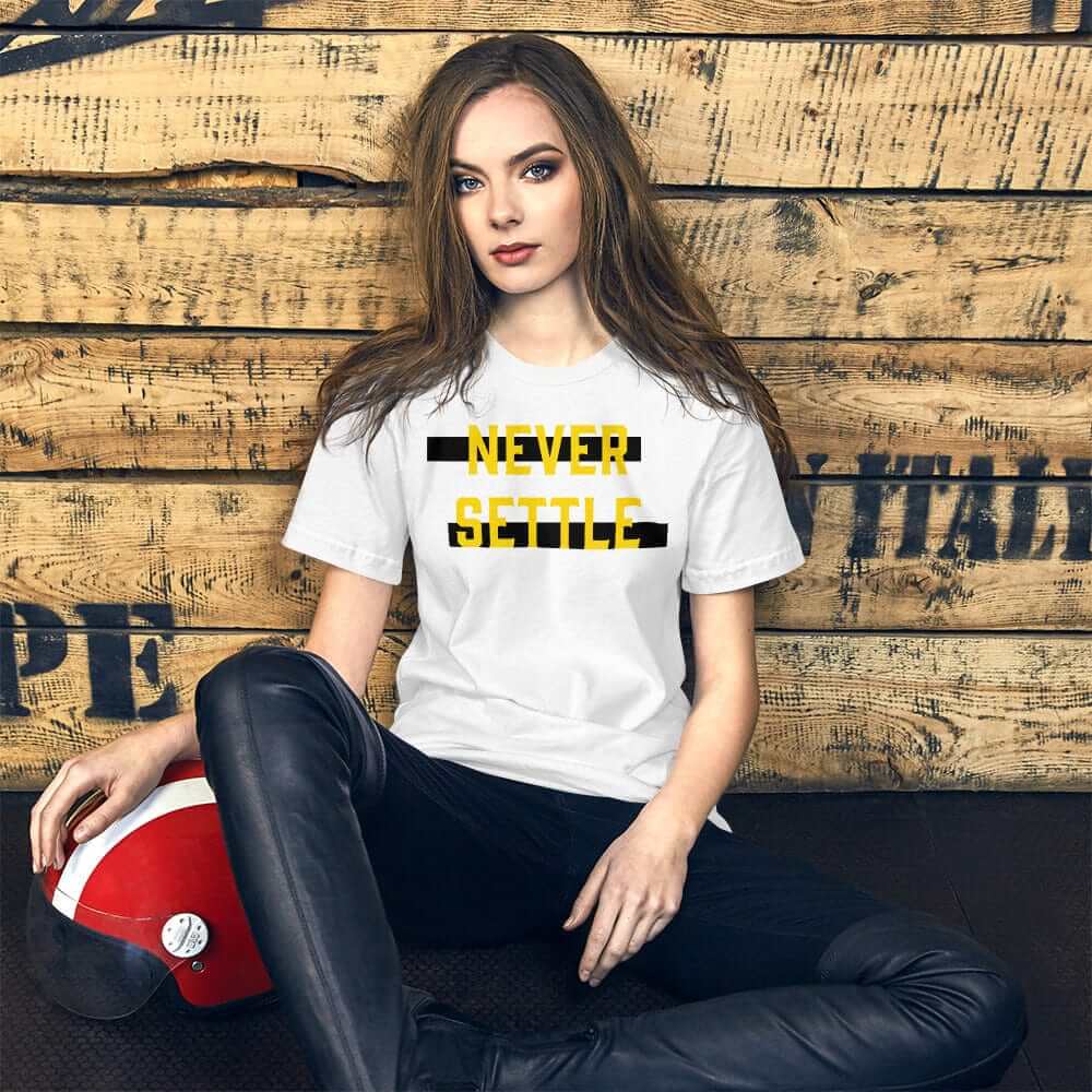 Never Settle Statement Short-Sleeve Unisex T-Shirt, Clothing T-shirts, $ 30.44, A Moment Of Now™