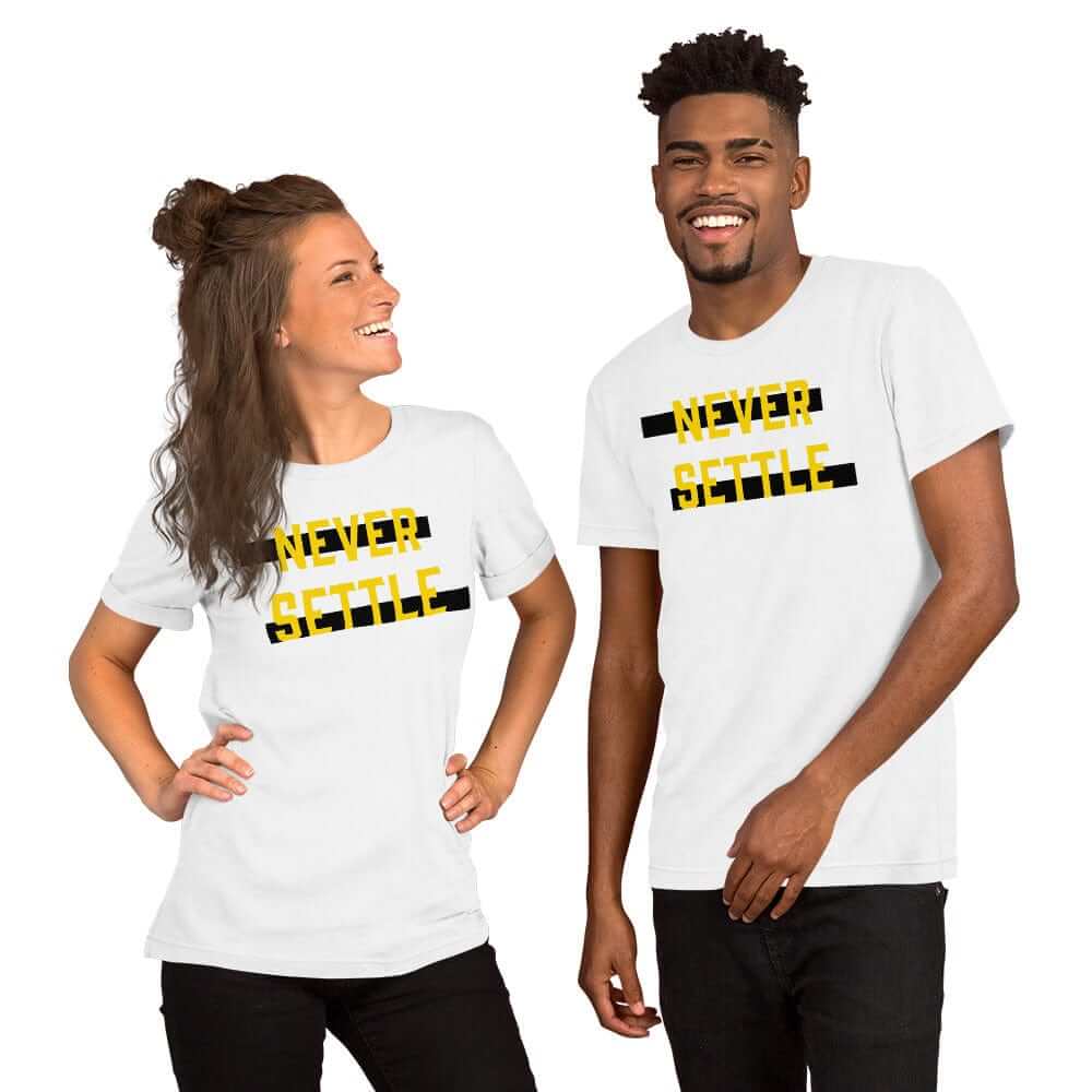Never Settle Statement Short-Sleeve Unisex T-Shirt, Clothing T-shirts, $ 30.44, A Moment Of Now™