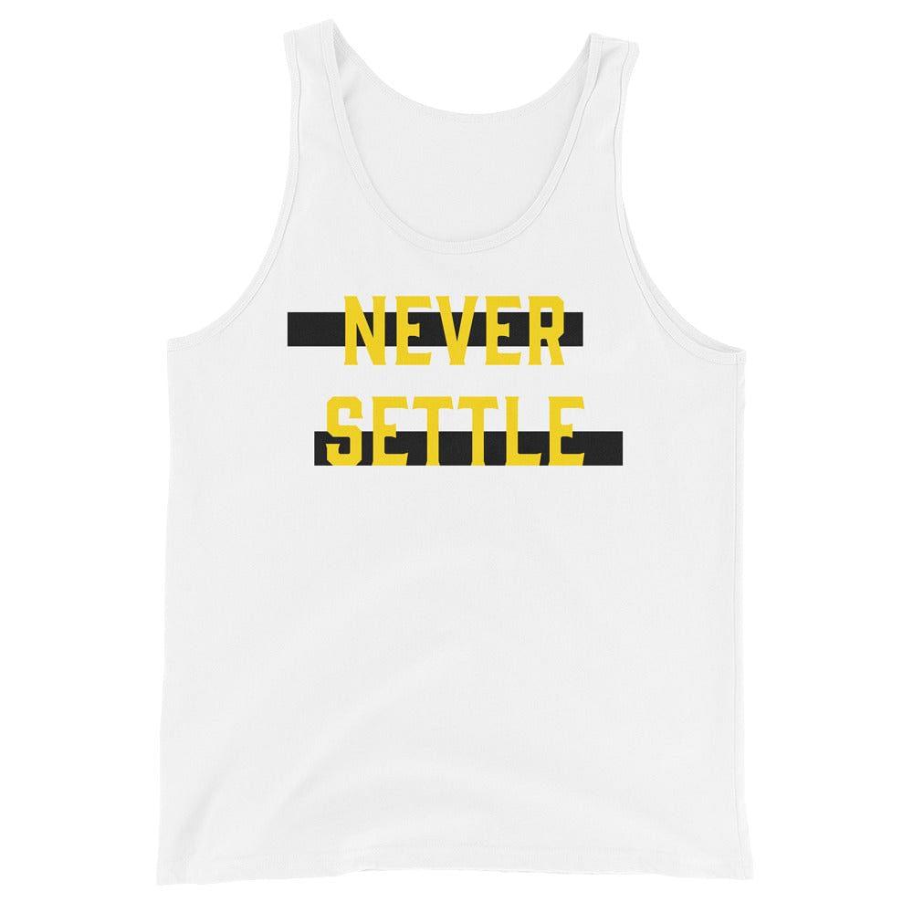 Never Settle Unisex Tank Top | Motivational Gym Apparel, Tank Tops, $ 32.44, A Moment Of Now™