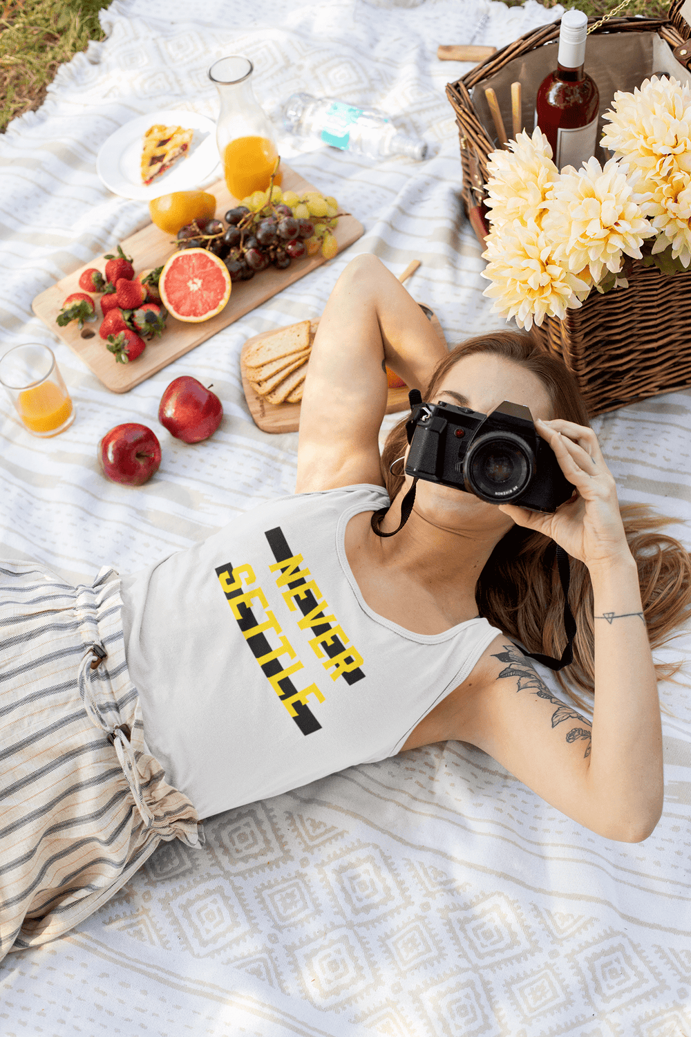 Never Settle Women's Racerback Tank | Motivational Workout Apparel, Tops, $ 30.74, A Moment Of Now™
