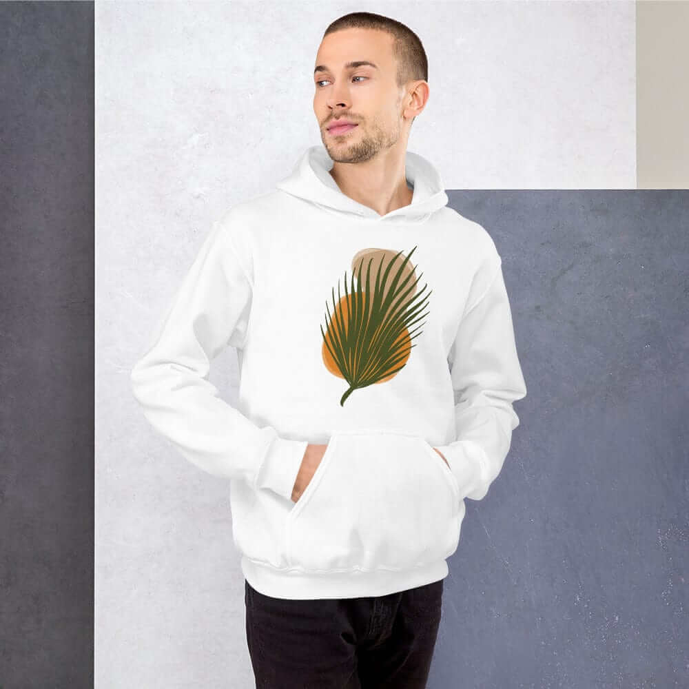 Palm Leaf and Stones abstract Art Graphic Unisex Hoodie, Hoodie, $ 51.50, A Moment Of Now™