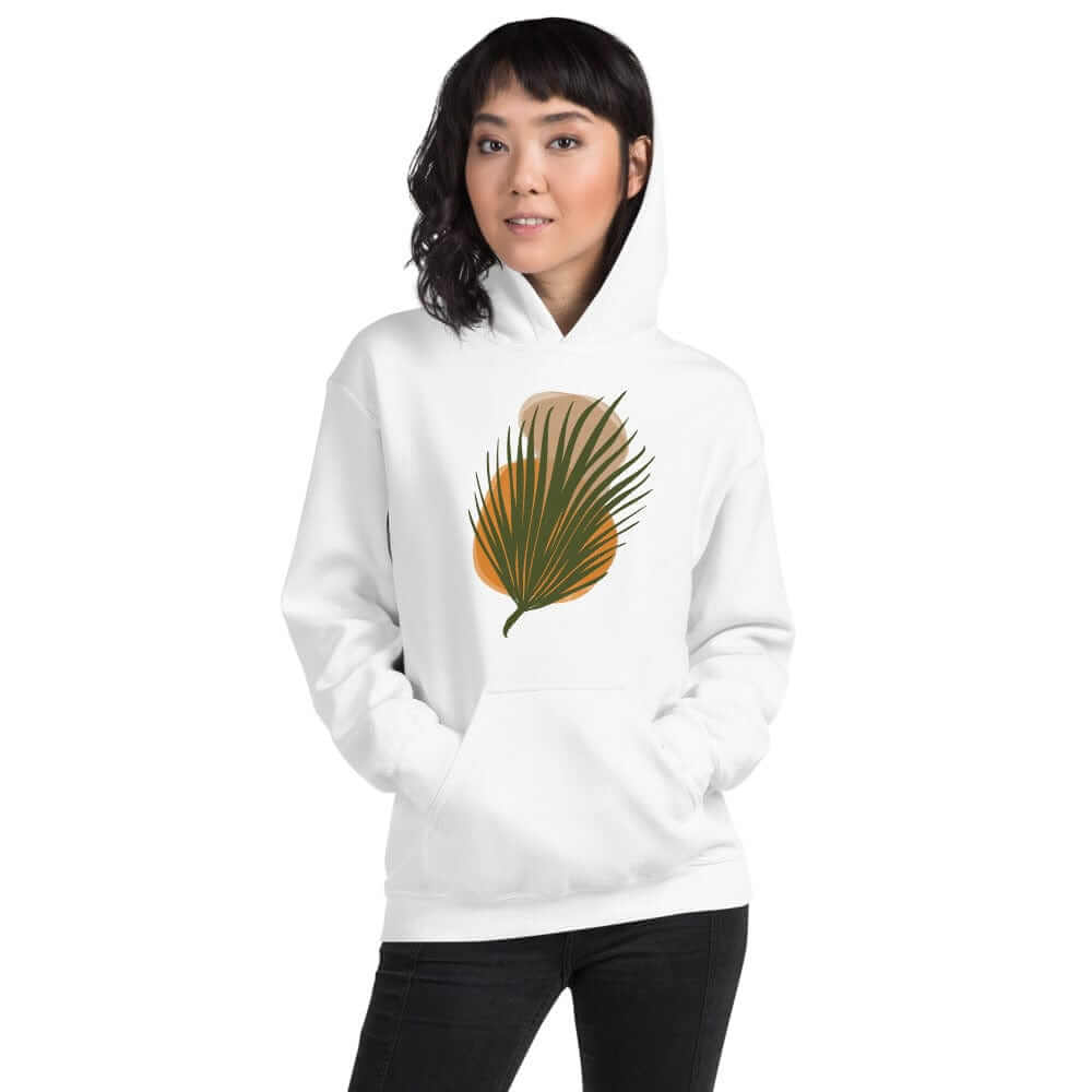 Palm Leaf and Stones abstract Art Graphic Unisex Hoodie, Hoodie, $ 51.50, A Moment Of Now™