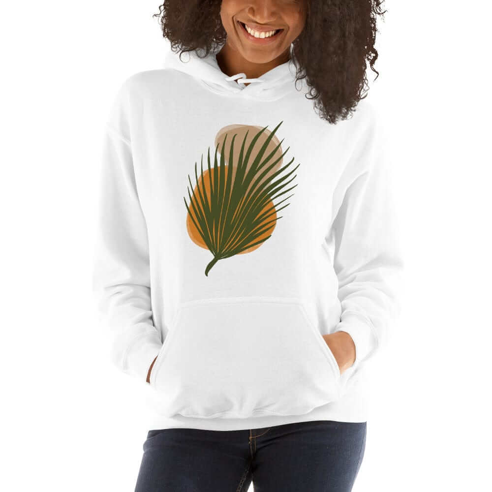 Palm Leaf and Stones abstract Art Graphic Unisex Hoodie, Hoodie, $ 51.50, A Moment Of Now™