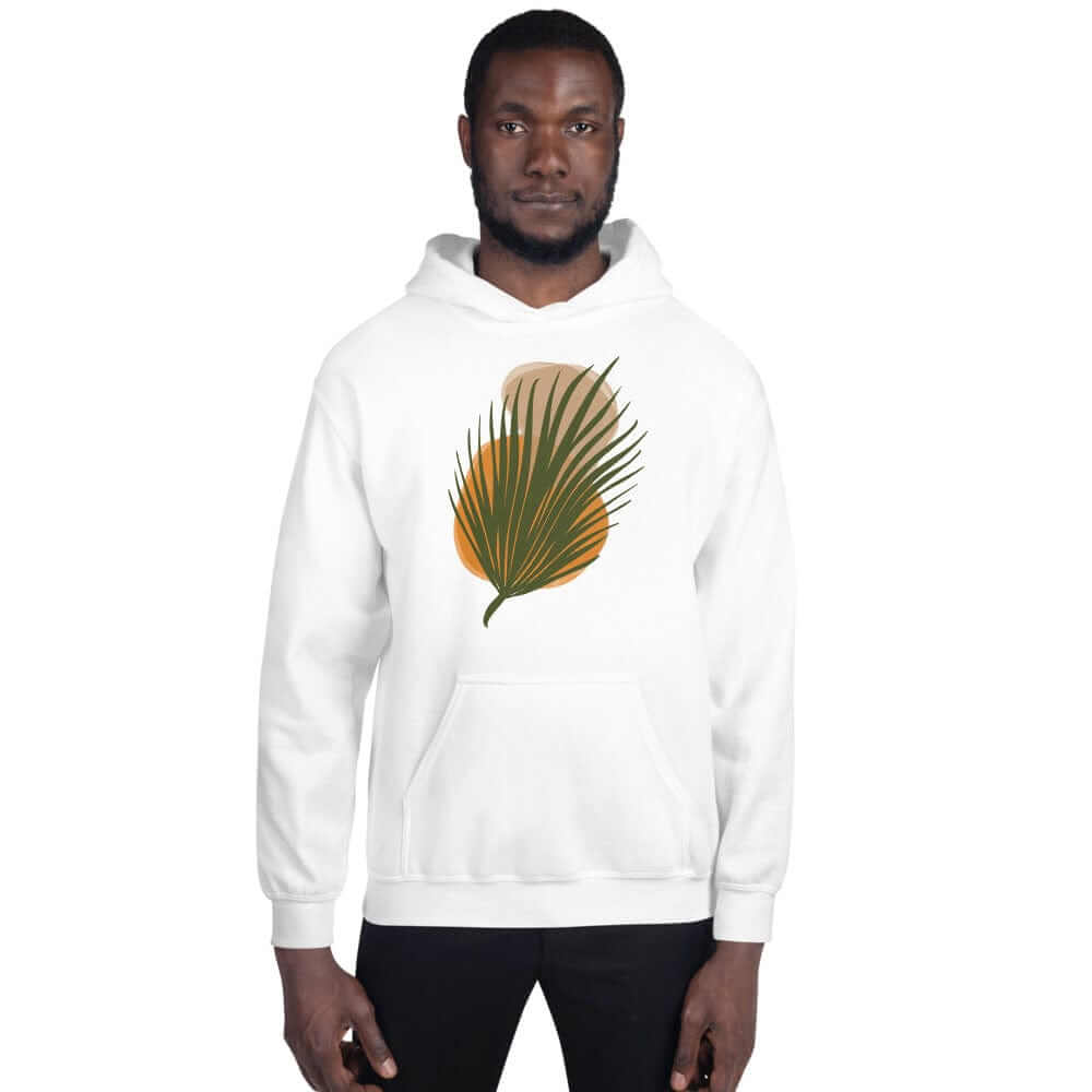 Palm Leaf and Stones abstract Art Graphic Unisex Hoodie, Hoodie, $ 51.50, A Moment Of Now™