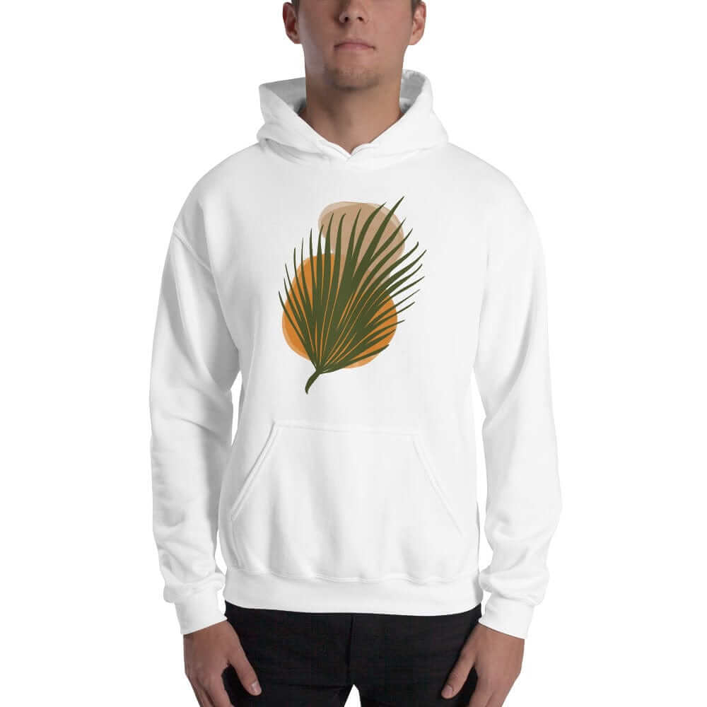Palm Leaf and Stones abstract Art Graphic Unisex Hoodie, Hoodie, $ 51.50, A Moment Of Now™