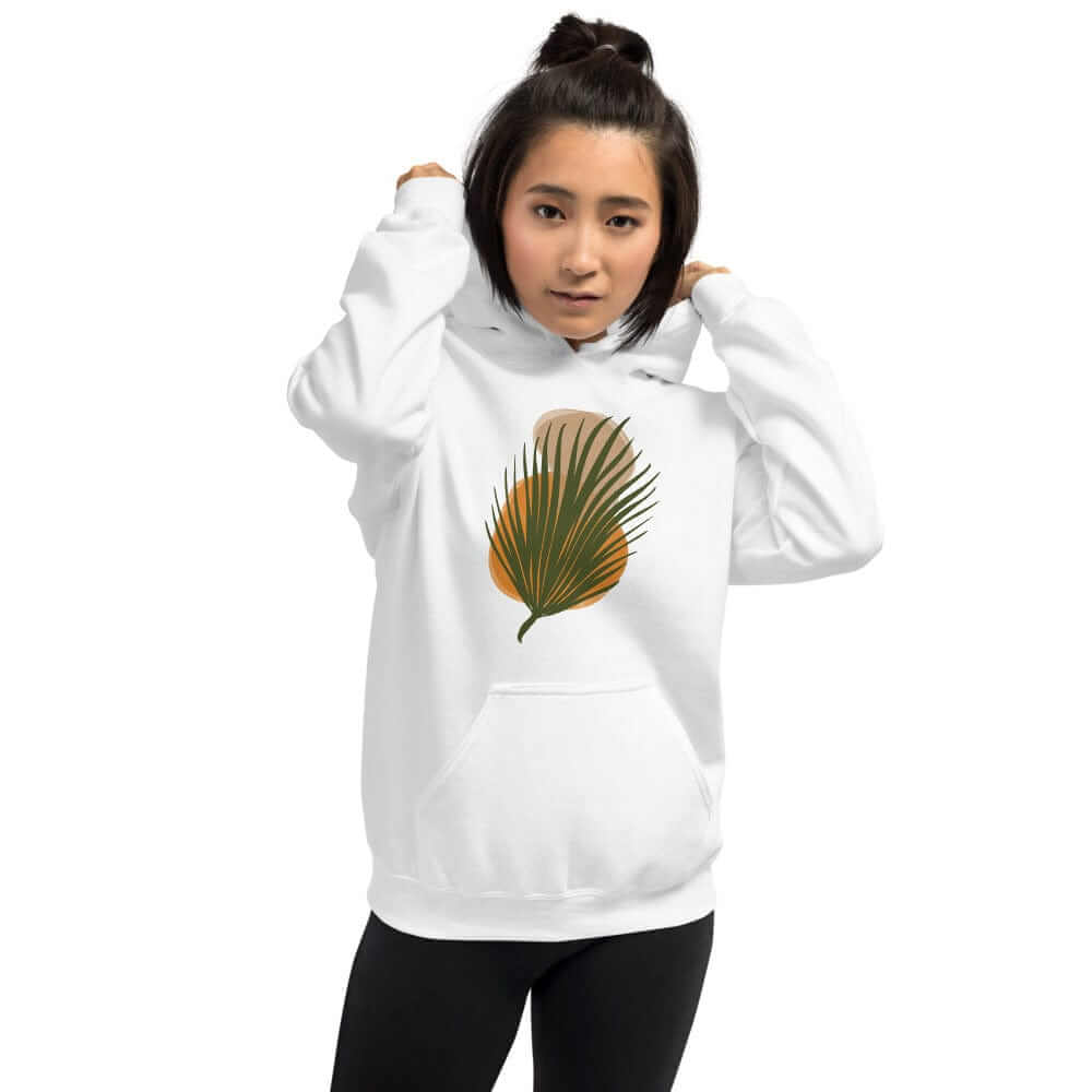 Palm Leaf and Stones abstract Art Graphic Unisex Hoodie, Hoodie, $ 51.50, A Moment Of Now™