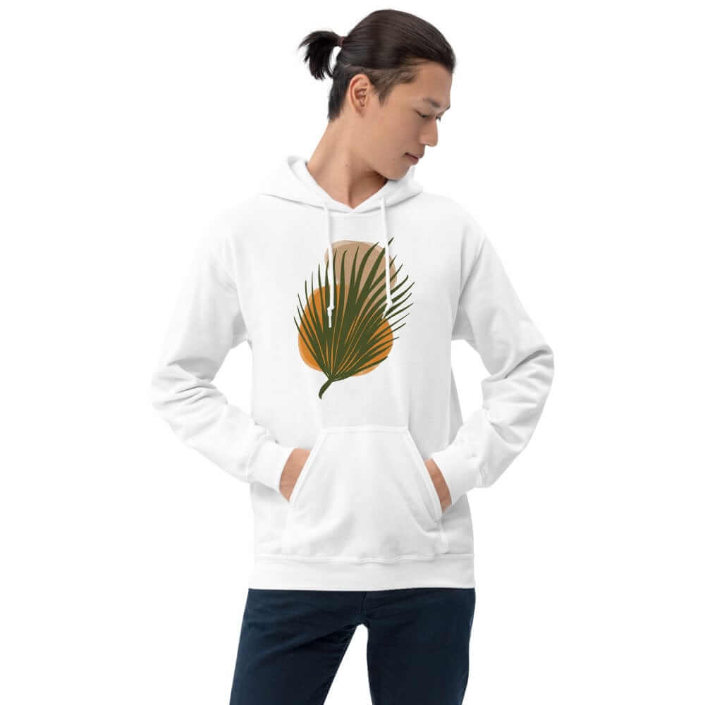 Palm Leaf and Stones abstract Art Graphic Unisex Hoodie, Hoodie, $ 51.50, A Moment Of Now™