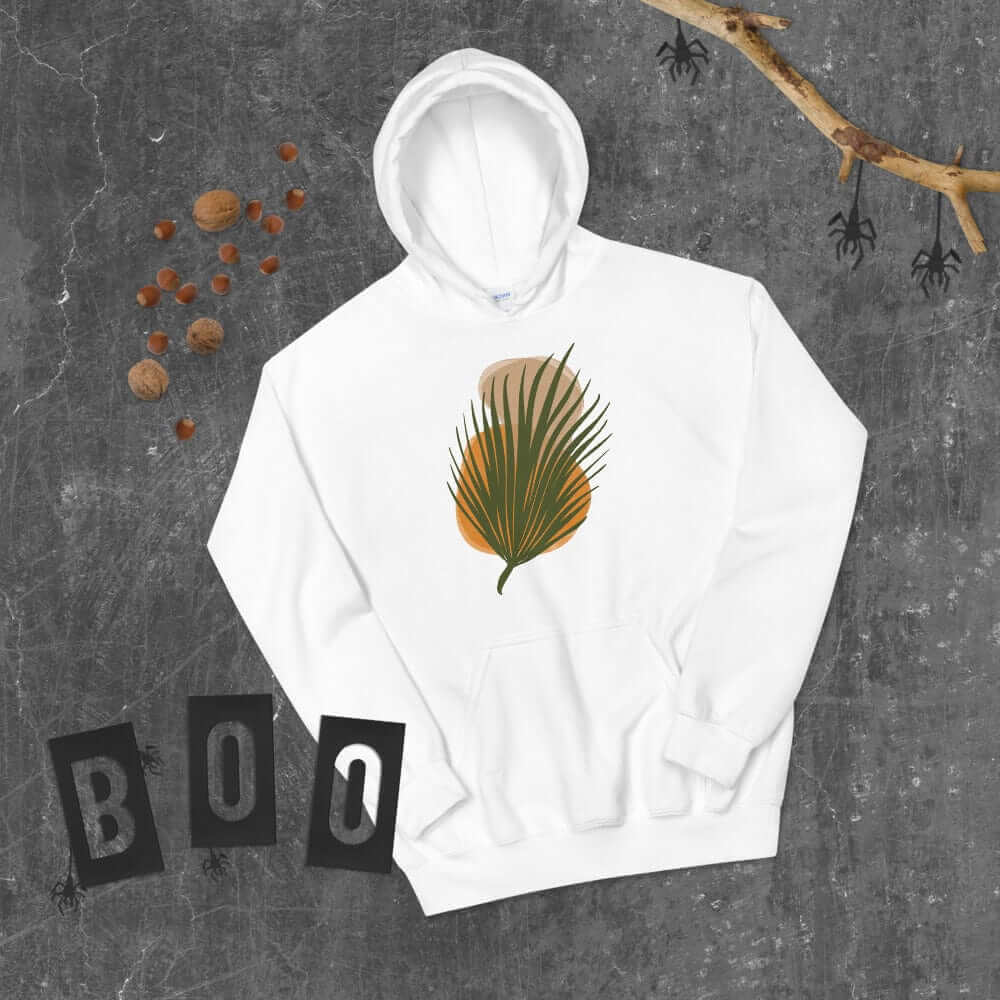 Palm Leaf and Stones abstract Art Graphic Unisex Hoodie, Hoodie, $ 51.50, A Moment Of Now™