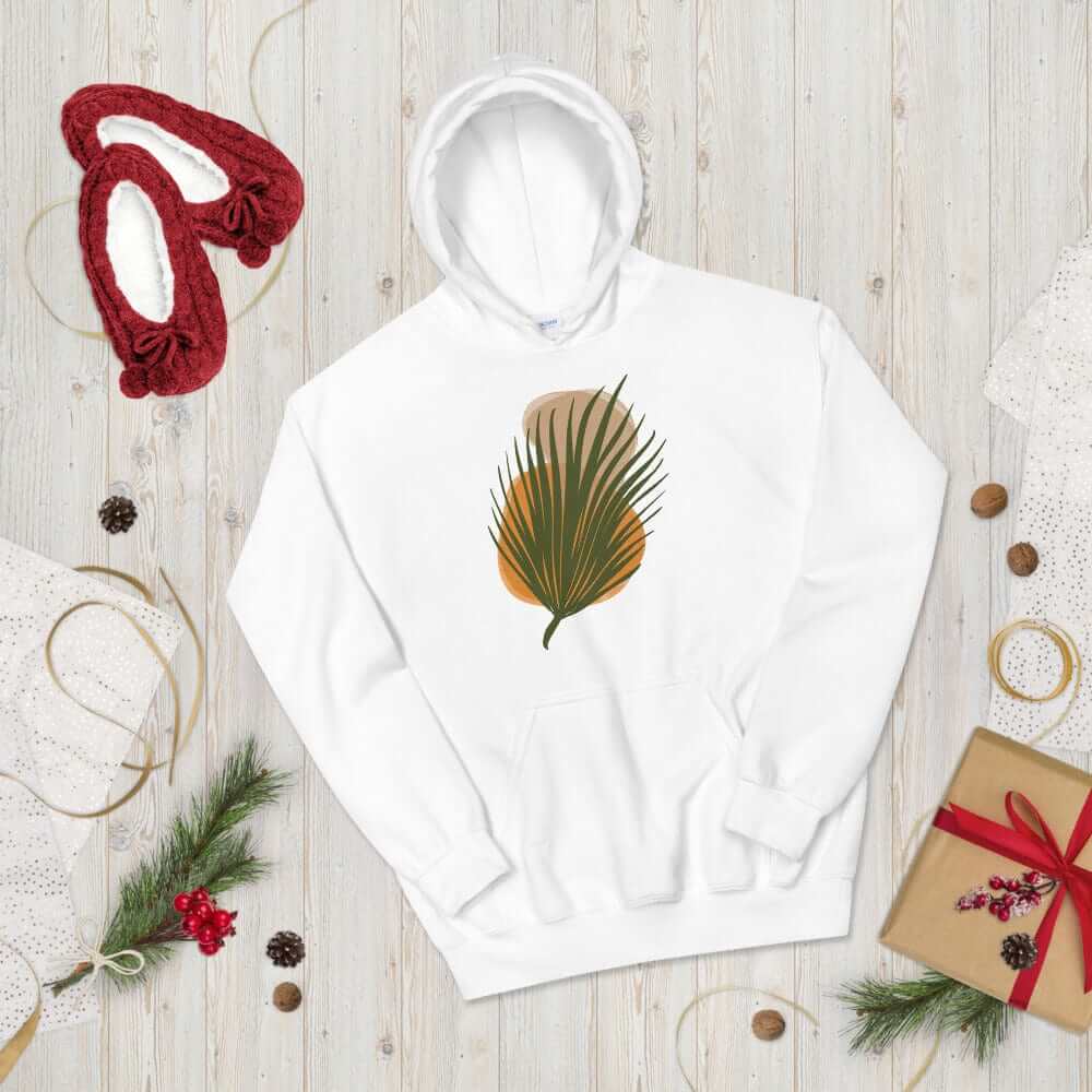 Palm Leaf and Stones abstract Art Graphic Unisex Hoodie, Hoodie, $ 51.50, A Moment Of Now™