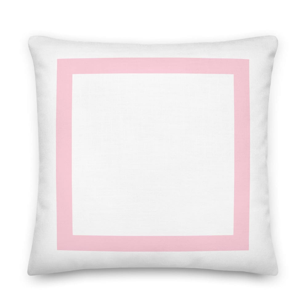 Shop Pastel Pink Border Solid White Decorative Throw Accent Pillow Cushion, Pillow, USA Boutique