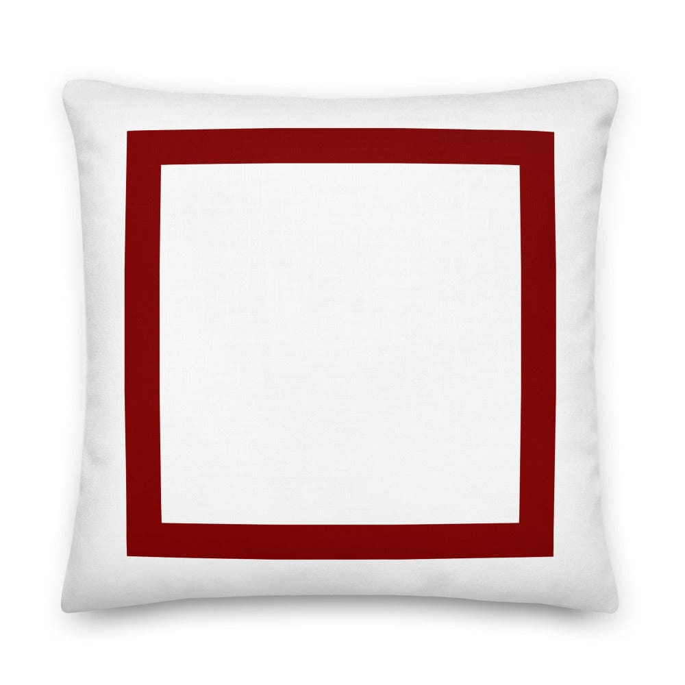 Shop Red Border Solid White Decorative Throw Accent Pillow Cushion, Pillow, USA Boutique
