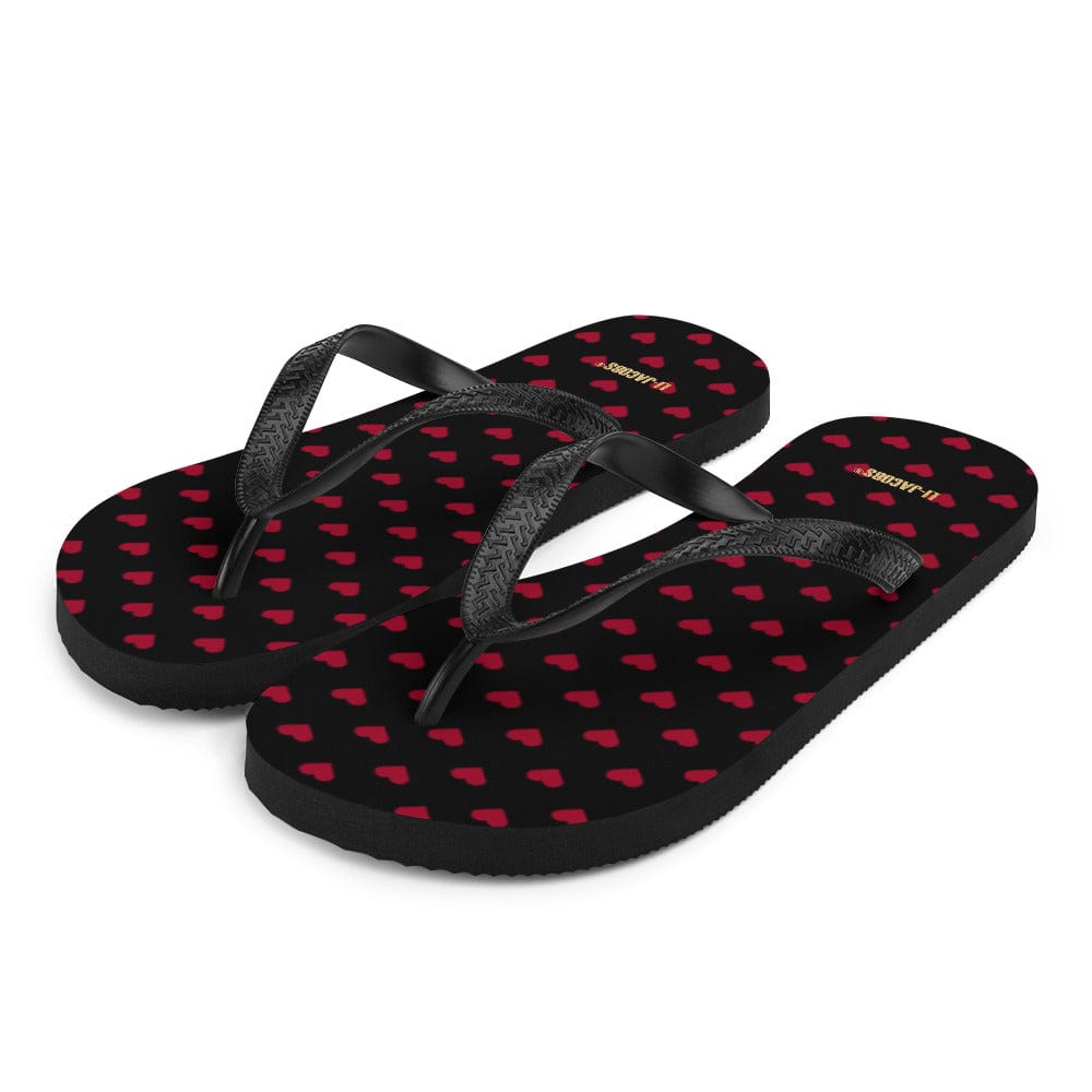 Shop Red Heart On Black Flip-Flops, Flip Flops, USA Boutique