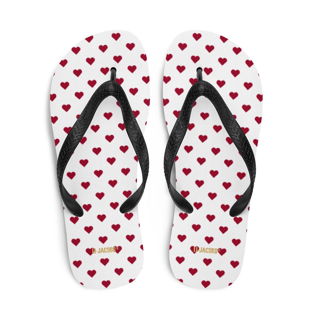 Shop Red Heart On White Flip-Flops, Flip Flops, USA Boutique