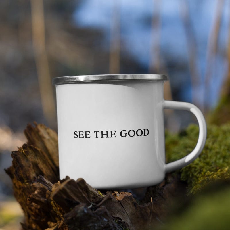 Shop See The Good Positive Mindset Mindfulness Hygge Lifestyle Enamel Coffee Tea Cup Mug, Mug, USA Boutique