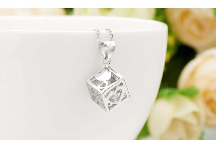 Silver Love Heart Necklace with Crystal | Valentine's Gift, Necklaces, $ 16.99, A Moment Of Now™