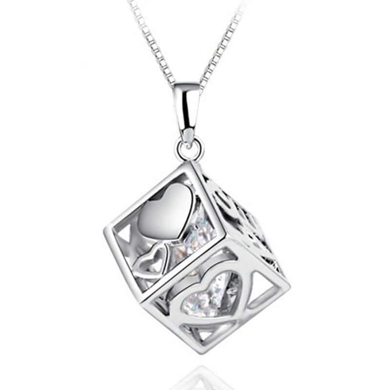 Silver Love Heart Necklace with Crystal | Valentine's Gift, Necklaces, $ 16.99, A Moment Of Now™