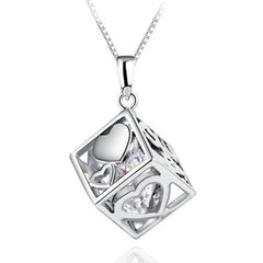 Silver Love & Heart Box With Crystal Necklace Fashion Jewelry Necklaces A Moment Of Now Women’s Boutique Clothing Online Lifestyle Store