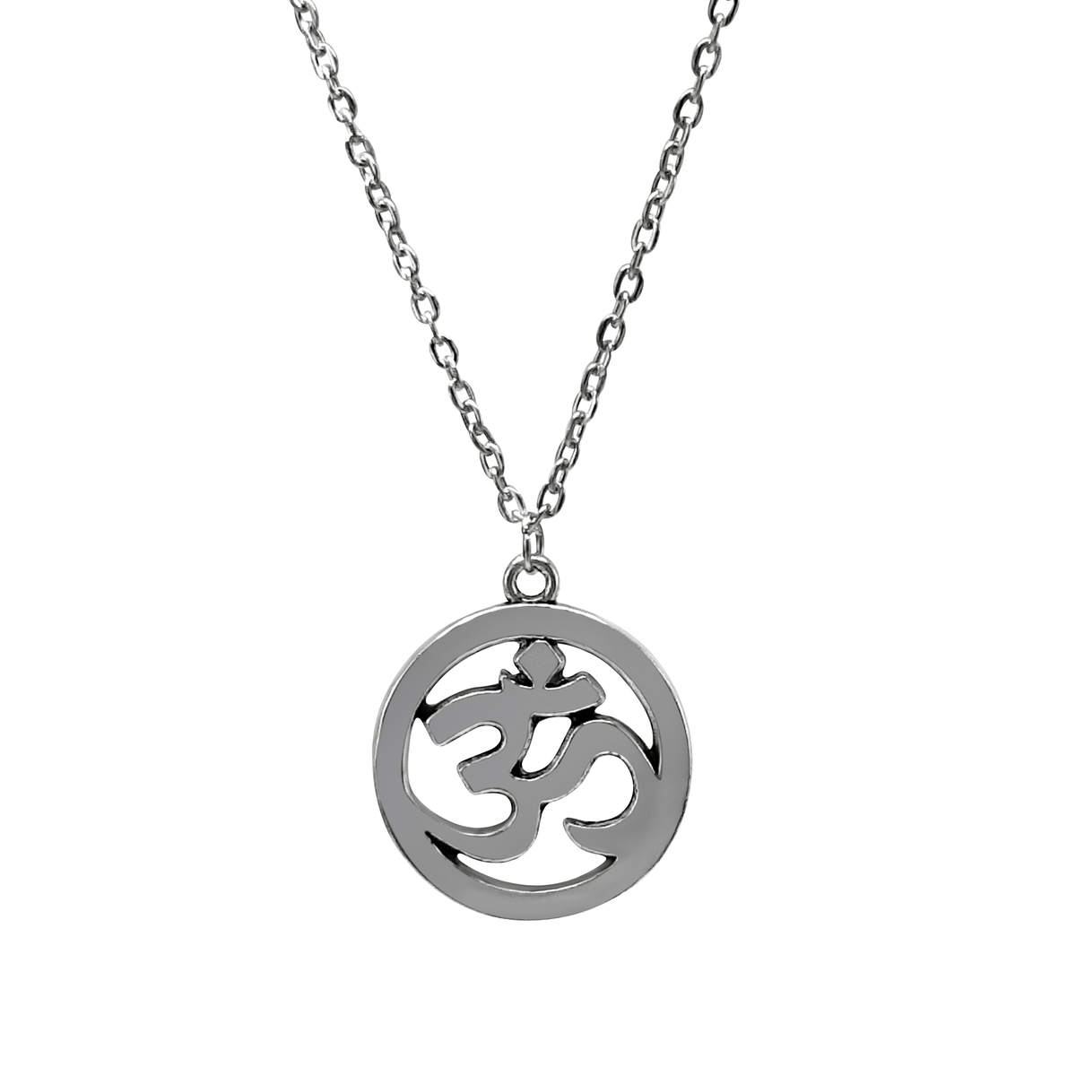 Shop Silver OM Symbol Cut-out Zen Yoga Pendant Necklace Fashion Jewelry, Necklaces, USA Boutique