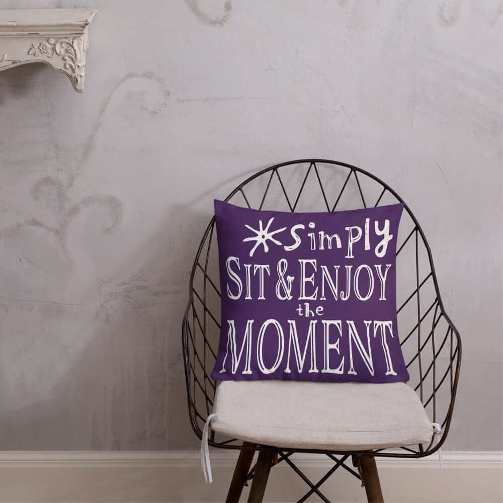 Simply Sit & Enjoy the Moment Mindfulness Decorative Pillow - Purple, Throw Pillows, $ 64.50, A Moment Of Now™