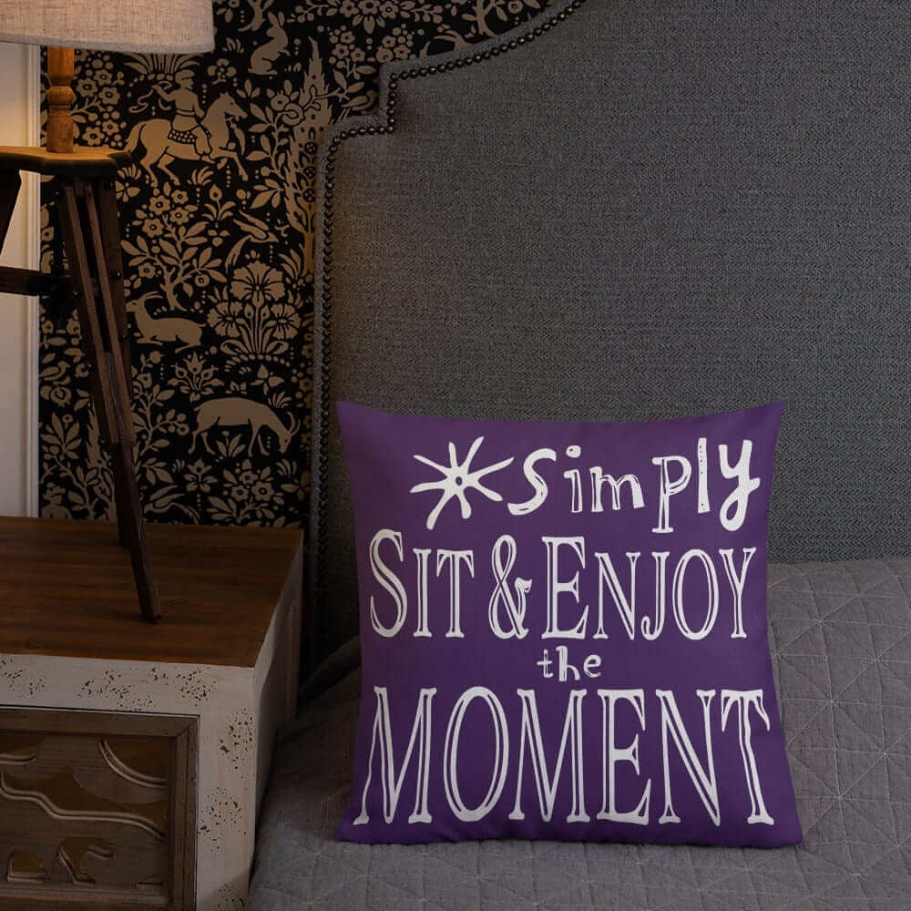 Simply Sit & Enjoy the Moment Mindfulness Decorative Pillow - Purple, Throw Pillows, $ 64.50, A Moment Of Now™