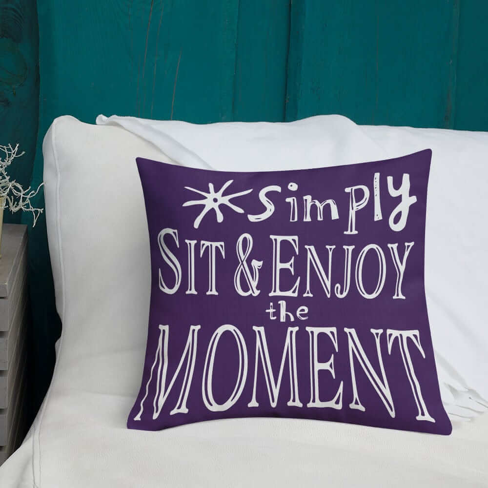 Simply Sit & Enjoy the Moment Mindfulness Decorative Pillow - Purple, Throw Pillows, $ 64.50, A Moment Of Now™