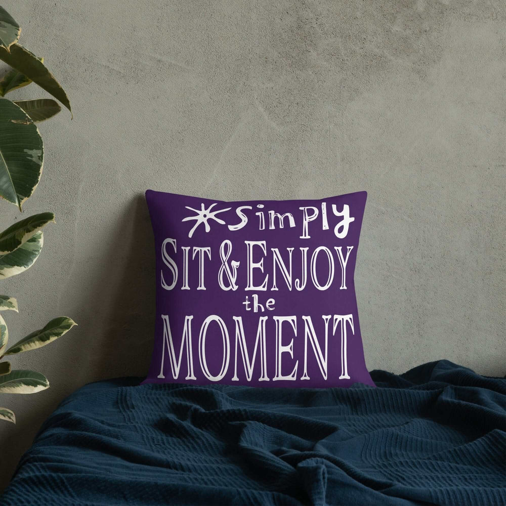 Simply Sit & Enjoy the Moment Mindfulness Decorative Pillow - Purple, Throw Pillows, $ 64.50, A Moment Of Now™