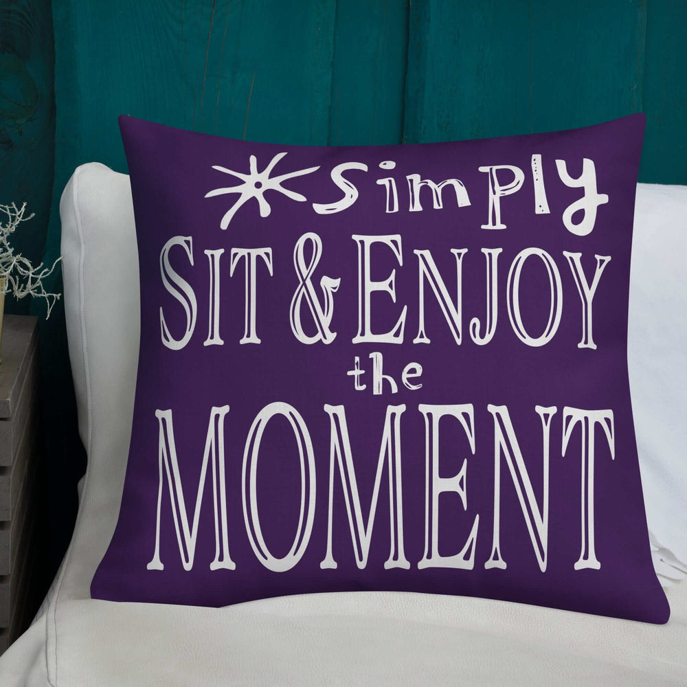 Simply Sit & Enjoy the Moment Mindfulness Decorative Pillow - Purple, Throw Pillows, $ 64.50, A Moment Of Now™