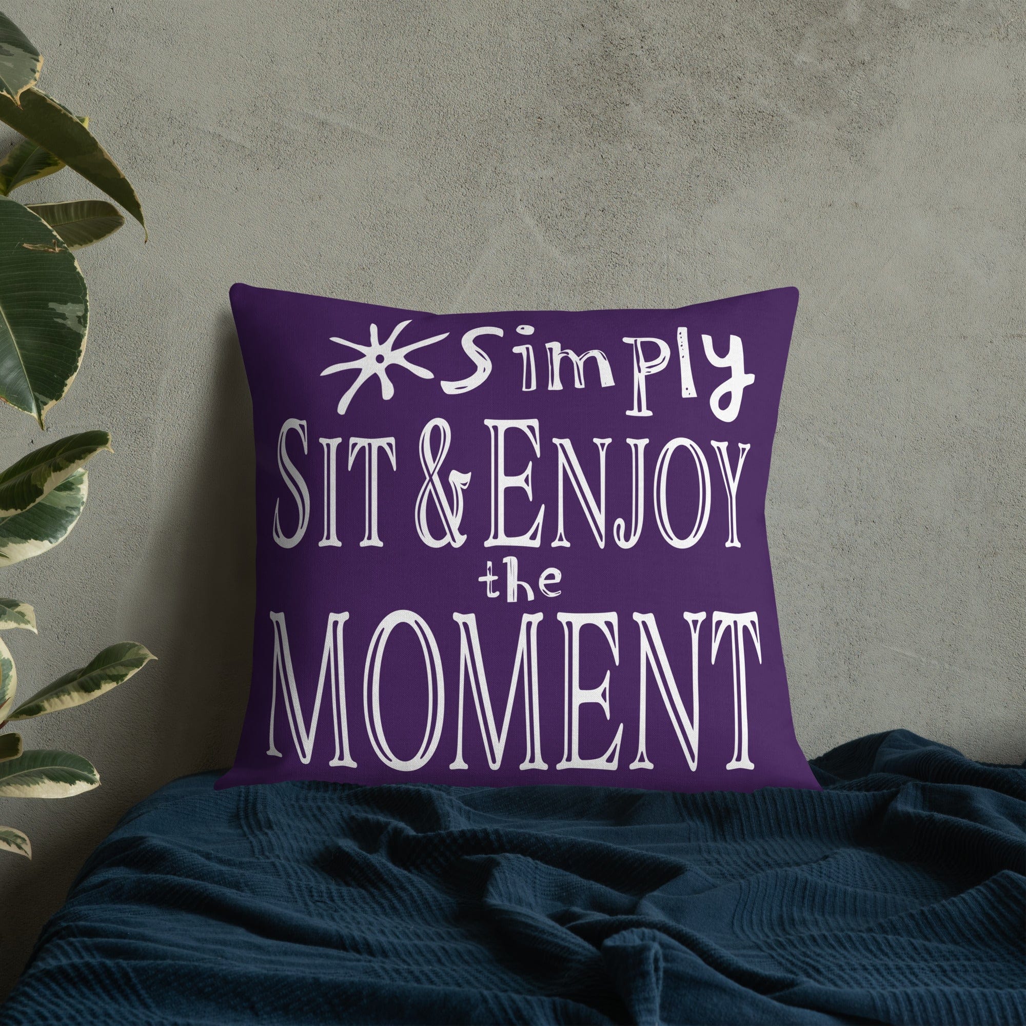 Shop Simply Sit & Enjoy the Moment Mindfulness Decorative Pillow - Purple, Throw Pillows, USA Boutique