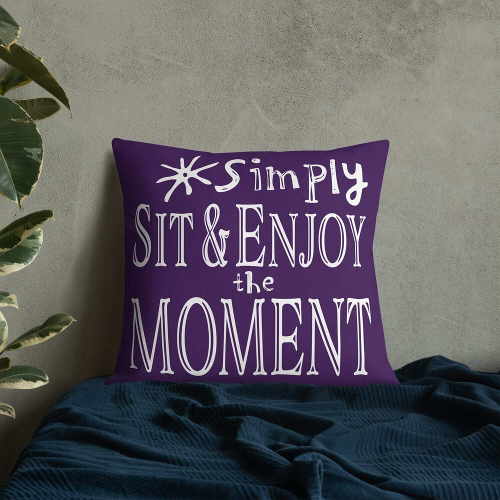 Simply Sit & Enjoy the Moment Mindfulness Decorative Pillow - Purple, Throw Pillows, $ 64.50, A Moment Of Now™