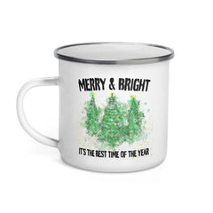 Shop Snowy Christmas Holiday Trees Watercolor Enamel Mug, Mugs, USA Boutique