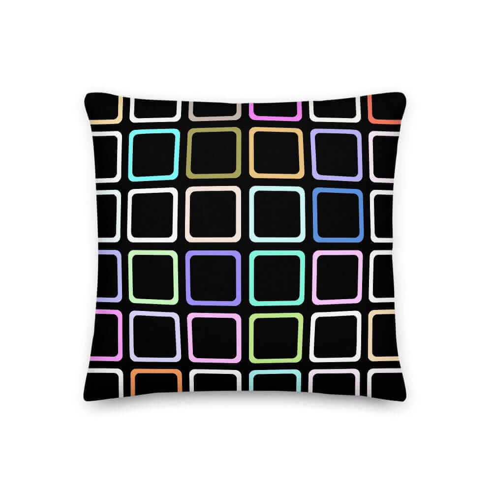 Sofie Round Edge Square Black Pattern Mid Century Modern Minimal Style Premium Pillow, Pillow, $ 64.50, A Moment Of Now™