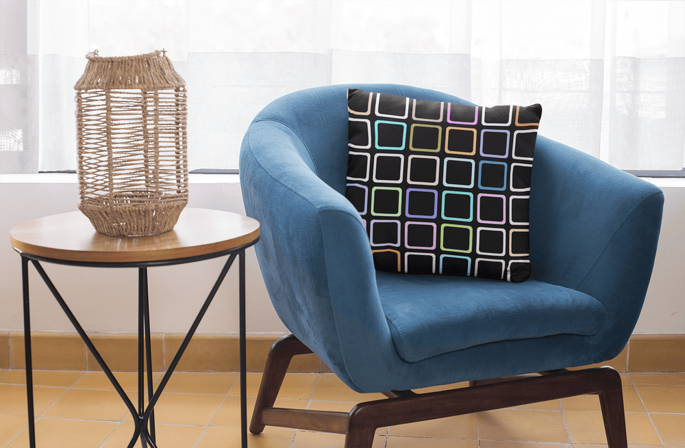 Sofie Round Edge Square Black Pattern Mid Century Modern Minimal Style Premium Pillow, Pillow, $ 64.50, A Moment Of Now™