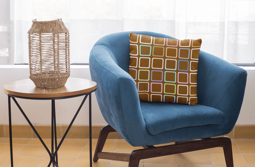 Sofie Square Brown Pattern Mid Century Modern Minimal Style Premium Decorative Throw Pillow Cushion, Pillow, $ 64.50, A Moment Of Now™