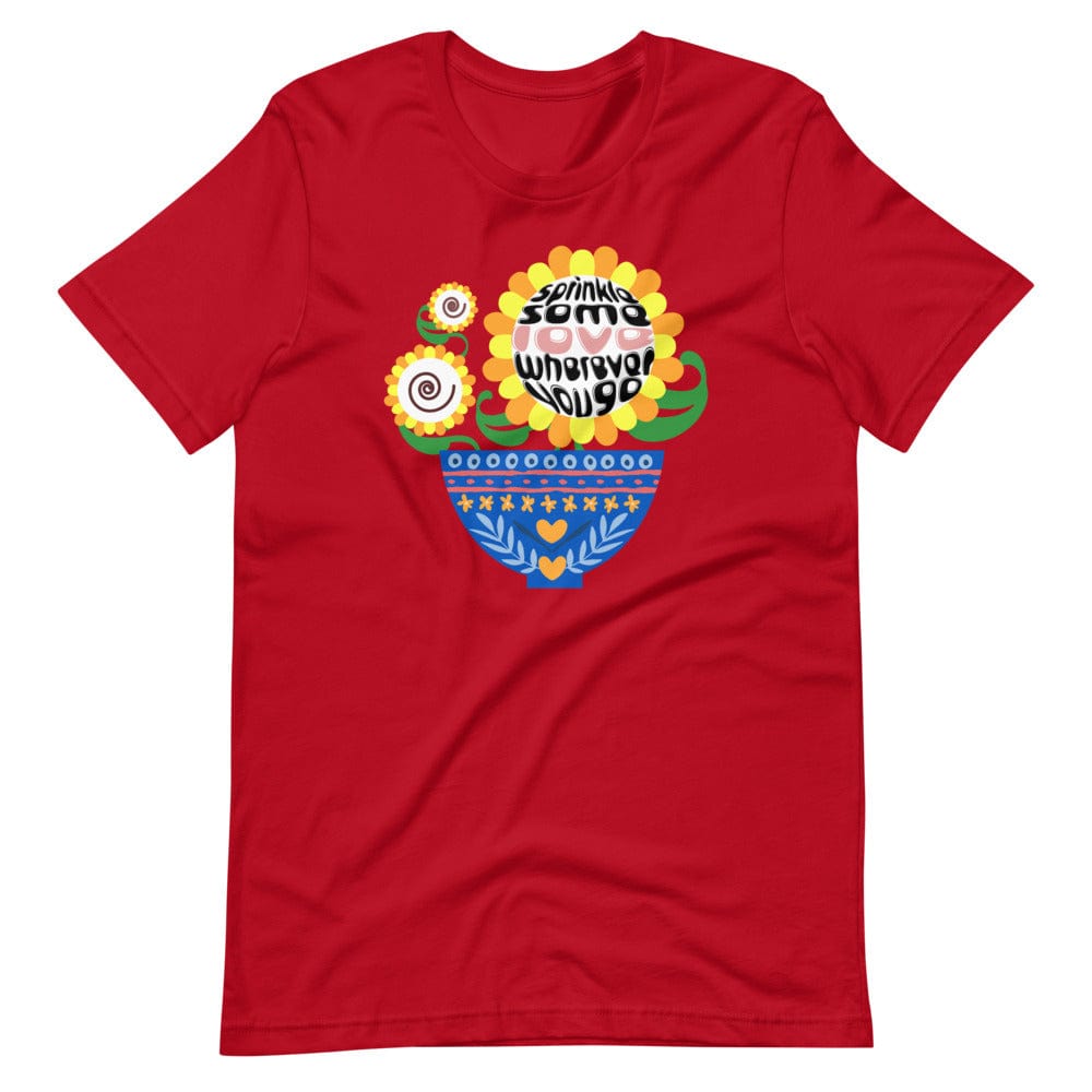 Shop Sprinkle Some Love Wherever You Go Hygge Bowl Bohemian Floral Illustration Short-Sleeve Unisex T-Shirt, Clothing T-shirts, USA Boutique