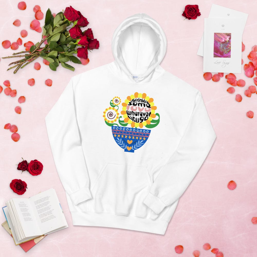 Shop Sprinkle Some Love Wherever You Go Hygge Bowl Bohemian Floral Illustration Unisex Hoodie, Hoodie, USA Boutique