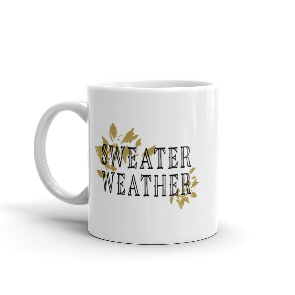 Sweater Weather Autumnal Fall Season White Glossy Coffee Tea Cup Mug, Mug, $ 17.50, A Moment Of Now™